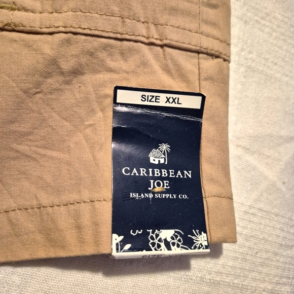Caribbean Joe men's size XXL tan cargo shorts, 6 pocket, NWT small marks - Picture 3 of 6